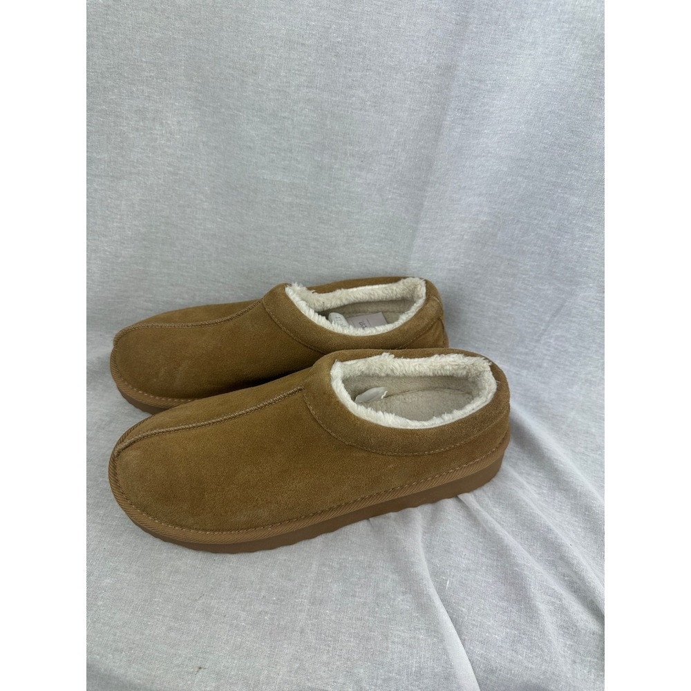 Auden Tan Suede Faux Fur‎ Lined Platform Slipper Clogs Shoes Mens 9 New